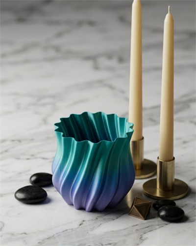 3D KIVRIMLI VAZO MAVİ