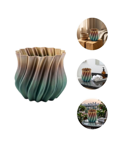 3D KIVRIMLI VAZO SİYAH