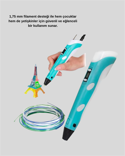 3D Kalem Ergonomik ve 1.75 mm Filament Destekli FDM Yazıcı Kalemi