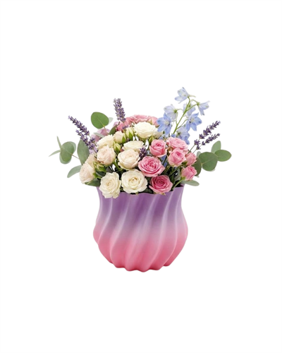 3D Kıvrımlı Pembe Lila Vazo Modern Dekoratif Şık Ev Aksesuarı