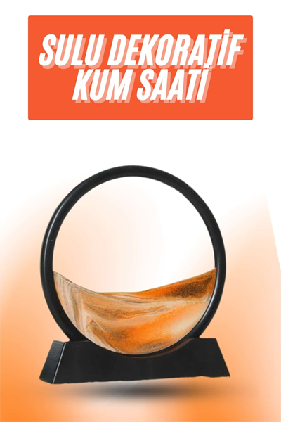 3D LED Işıklı Kum Saati Gece Lambası Hareketli Sulu Kum Saati Orta Boy