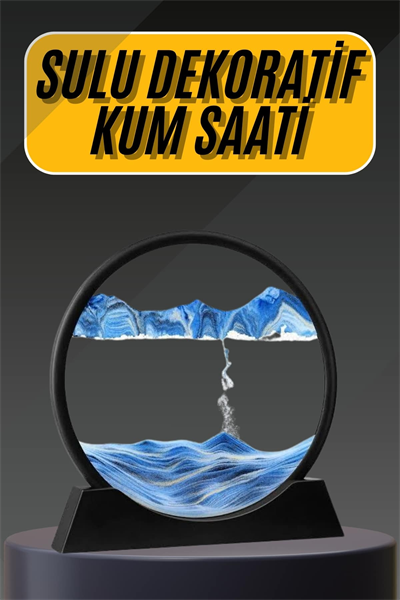 3D Led Işıklı Kum Saati Gece Lambası Hareketli Sulu Kum Saati Dekoratif