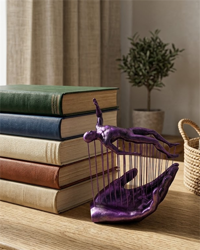 3D Mor İnsan Figürü Dekoratif Duvar ve Masa Üstü Sanat Objesi