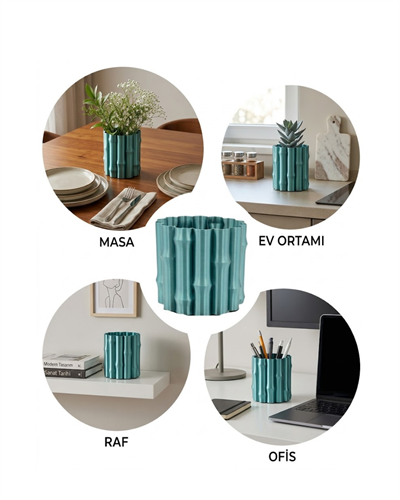 3D PARLAK YEŞİL VAZO