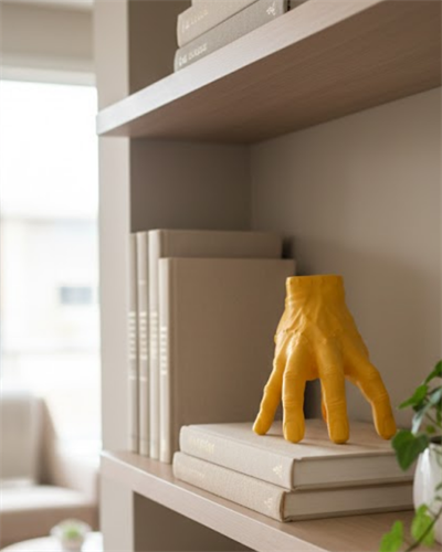 3D Sarı El Dekoratif Biblo 17x16 cm Modern Ev Aksesuarı