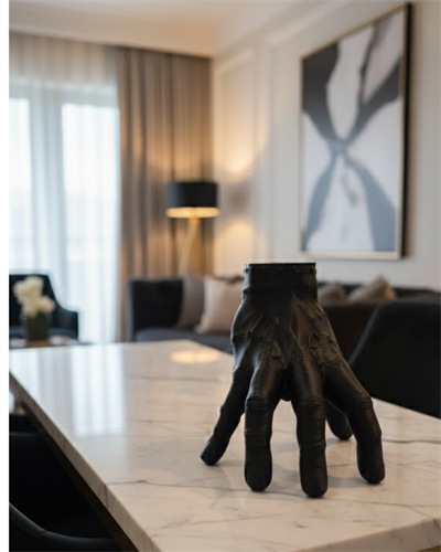 3D Siyah El Heykeli 17x16 cm Raf ve Masa Üstü Dekor