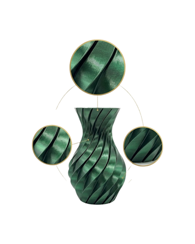 3D Spiral Yeşil Vazo Modern Tasarım Dekoratif Ev ve Ofis Aksesuarı