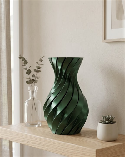 3D Spiral Yeşil Vazo Modern Tasarım Dekoratif Ev ve Ofis Aksesuarı
