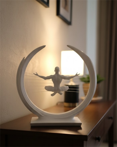 3D Zen Heykeli Ay Formlu Meditasyon Yapan İnsan Figürü Dekor