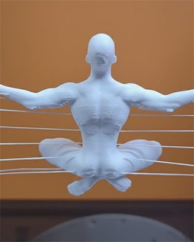 3D Zen Heykeli Beyaz Ay İçinde Meditasyon Figürü Dekoratif Obje