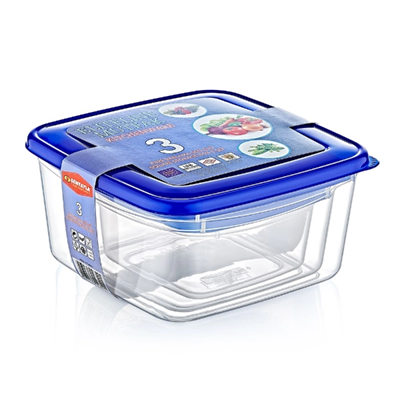 3lü Kare Saklama Kabı Seti