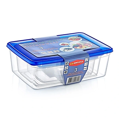 3lü Köşeli Saklama Kabı Seti