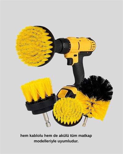 3’lü Matkap Ucu Fırça Seti – Derinlemesine Temizlik, Tüm Yüzeylerle Uyumlu