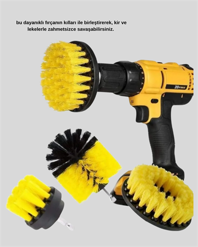 3’lü Matkap Ucu Fırça Seti – Derinlemesine Temizlik, Tüm Yüzeylerle Uyumlu