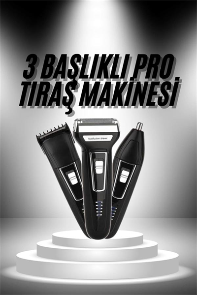 3lü Set Saç Sakal Kesme Traş Makinesi Burun Kılı Alma Tıraş Makinesi