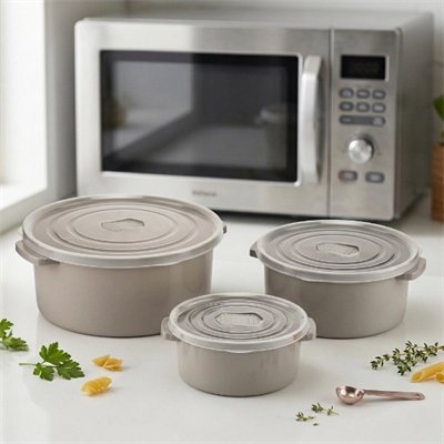 3lü Yuvarlak Mikrodalga Saklama Kabı Seti