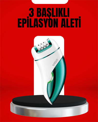 3ü 1 Arada Epilatör Su Geçirmez Metal Başlıklı LED Işıklı 90 Dakika Şarjlı