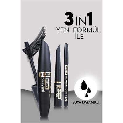3ü 1 Arada Göz Makyajı Seti - Eyeliner, Maskara, Kalem