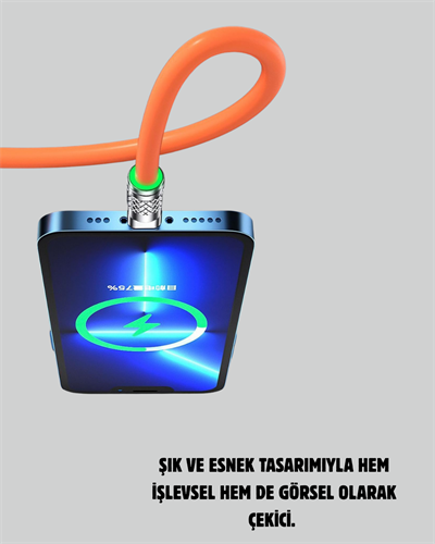 3’ü 1 Arada Kablo – 120W Hızlı Şarj ve Veri Aktarımı Özellikli