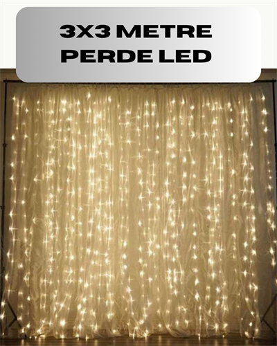 3x3 Perde LED Işık Şelale Model Özel Gün Dekoratif Aydınlatma