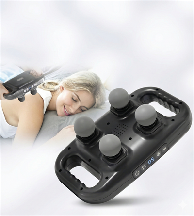 4 Başlıklı Masaj Tabancası - Ergonomik Derin Doku Sırt ve Boyun Masaj Aleti Ağrı ve Sızı Giderici