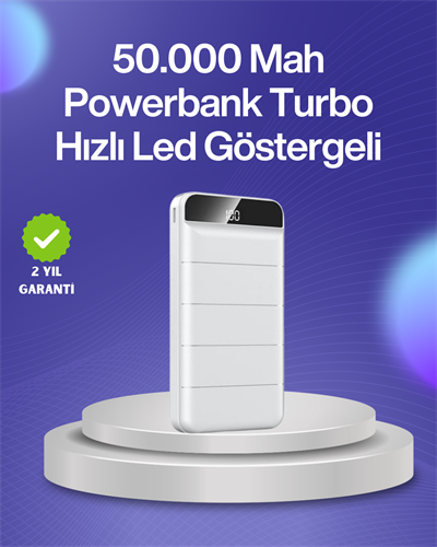 4 Cihazı Aynı Anda Şarj Edebilen Güçlü Powerbank 50000 mAh
