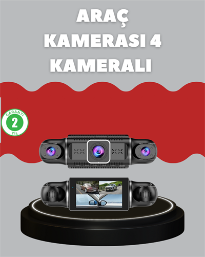 4 Kameralı Araç Kayıt Cihazı Full HD Park İzleme Gece Görüş