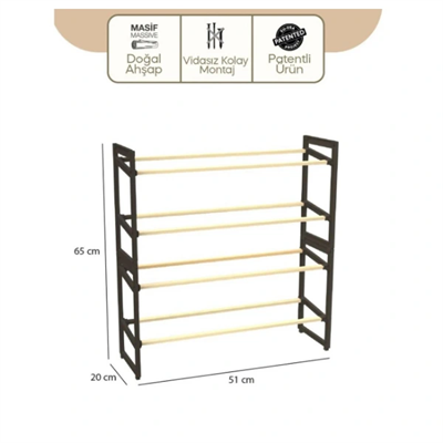 4 Katlı Ahşap Ayakkabılık