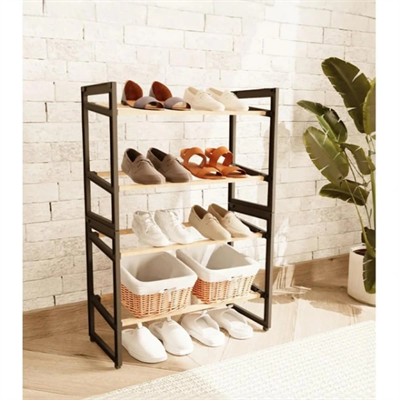 4 Katlı Ahşap Ayakkabılık