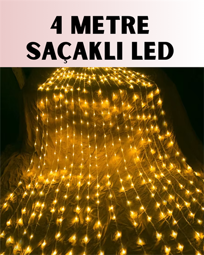 4 Metre Icicle Şelale Led Yılbaşı Perde Işık Sıcak Ambiyans