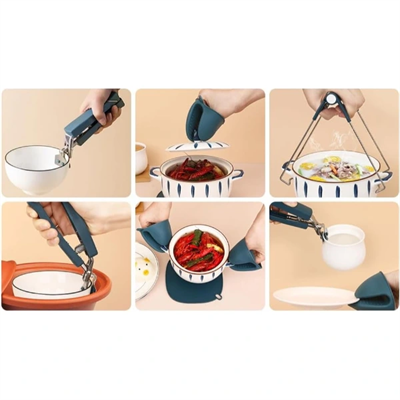 4 Parça Yanma Önleyici Mutfak Seti - Tencere Tabak Tutucu Ve Fırın Eldiveni