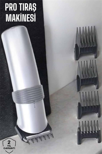 4 Taraklı Profesyonel Şarjlı Saç ve Sakal Kesme Tıraş Makinesi Seti