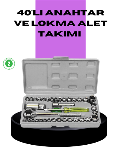 40 Parça Lokma Anahtar Seti Ayna Yüzey Karbon Çelik Dayanıklı Tamir Takımı