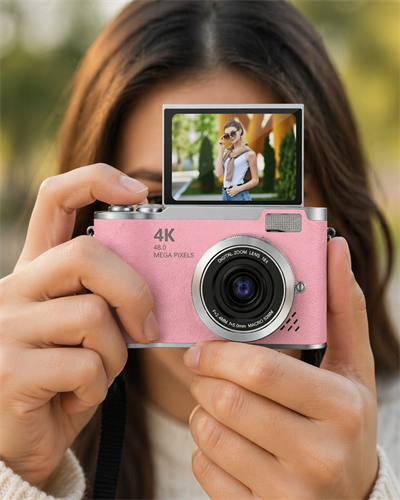 48 MP Vlog Kamera 1080P Video Flip Screen Uzun Pil Ömrü Selfie Kamera