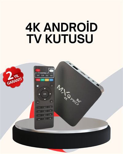 4K Android TV Box – Akıllı Medya Oynatıcı, 2GB RAM, 16GB Hafıza, Wi-Fi Destekli
