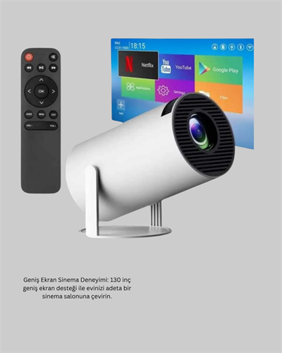 4K Destekli Full HD Projeksiyon Cihazı – 130 inç Geniş Ekran, WiFi ve HDMI Bağlantılı