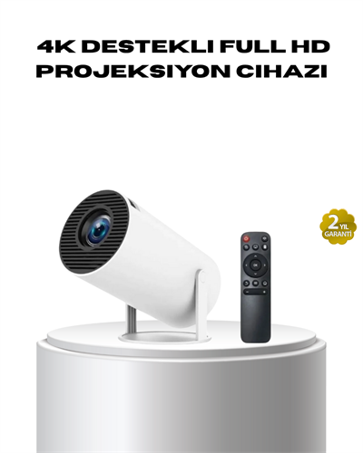 4K Destekli Full HD Projeksiyon Cihazı – 130 inç Geniş Ekran, WiFi ve HDMI Bağlantılı