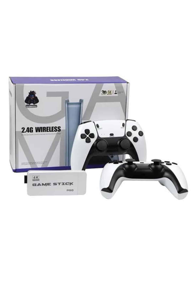 4K HD Görüntü Kaliteli Retro Game Stick 20000 Oyunlu Çift Kollu Beyaz Game Stick