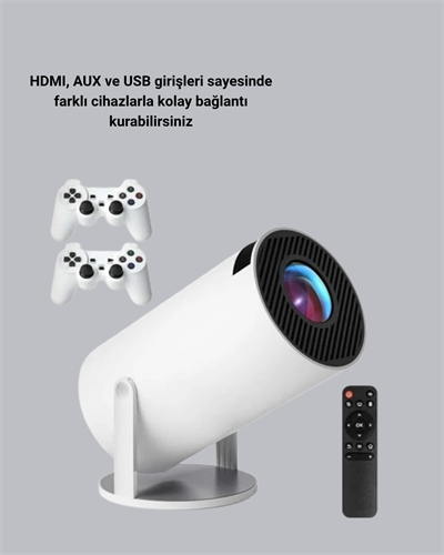 4K Wi-Fi 6 Projeksiyon Cihazı – 10.000+ Oyun Desteği, Kablosuz Bağlantı ve Çoklu Giriş Portları