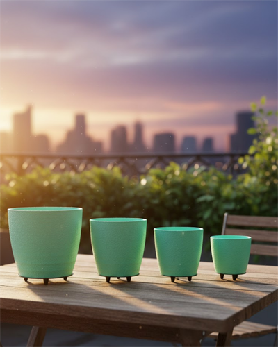 4’lü 3D Mint Yeşil Saksı Seti Modern Tasarım Dekoratif Ayaklı Vazo