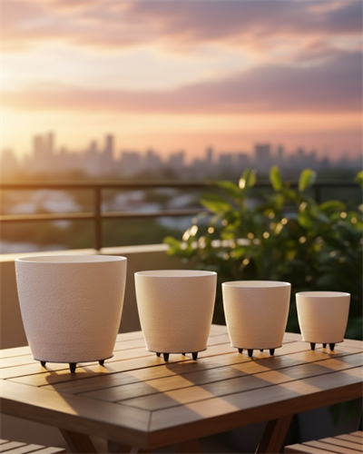 4’lü 3D Modern Beyaz Vazo Takımı Ayaklı Dekoratif Saksı Seti