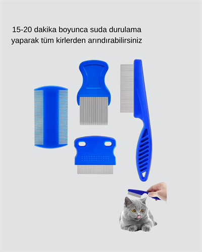 4’lü Evcil Hayvan Tüy Temizleme Seti – Paslanmaz Çelik,Plastik, Pratik ve Hijyenik Bakım