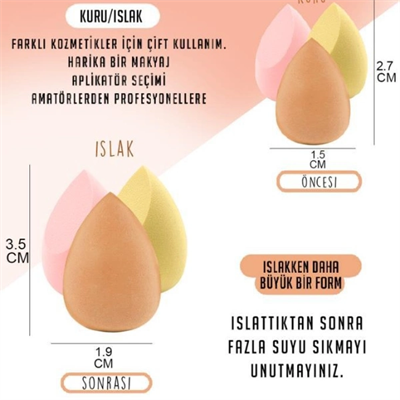4lü Kapaklı Armut Makyaj Süngeri Seti