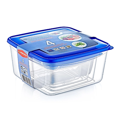 4lü Kare Saklama Kabı Seti