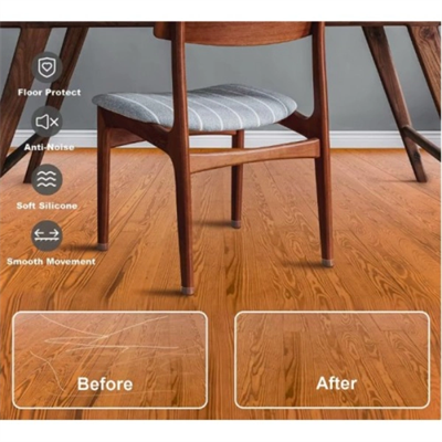 4lü Keçeli Şeffaf Silikon Sandalye Ayak Koruyucu Seti