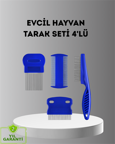 4’lü Kedi Köpek Tüy Temizleme Seti – Paslanmaz Çelik,Ergonomik ve Uzun Ömürlü