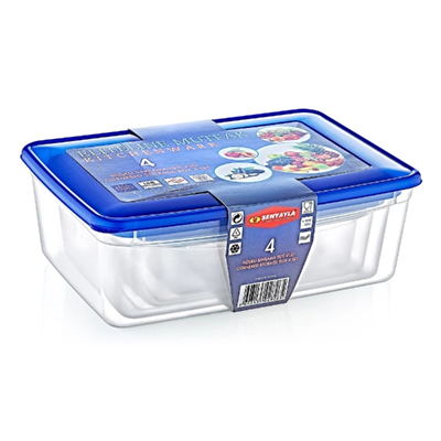 4lü Köşeli Saklama Kabı Seti