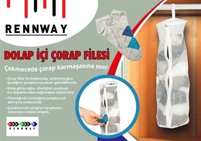 5 Adet Dolap İçi Asılabilir Temiz Çorap Düzenleyici Çorap Filesi Askılık