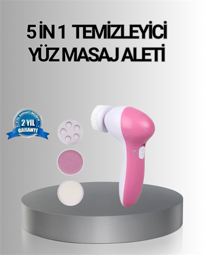 5 Başlıklı Yüz Masaj Aleti – Cilt Temizleme, Peeling, Siyah Nokta ve Gözenek Bakımı