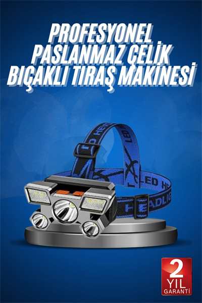 5 LED Far Şarj Edilebilir Güçlü Kafa Lambası Kamp Lambası 4 Modlu